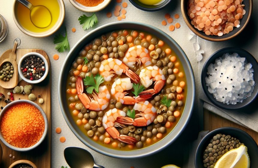 Soupe de Lentilles Corail aux Crevettes