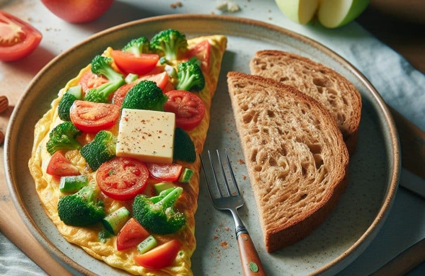 Omelette aux Légumes et Pain Complet
