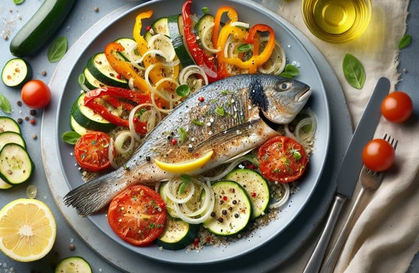 Poisson au Four aux Légumes Méditerranéens et Quinoa