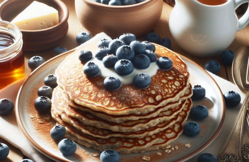 Pancakes aux Flocons d&rsquo;Avoine et Myrtilles