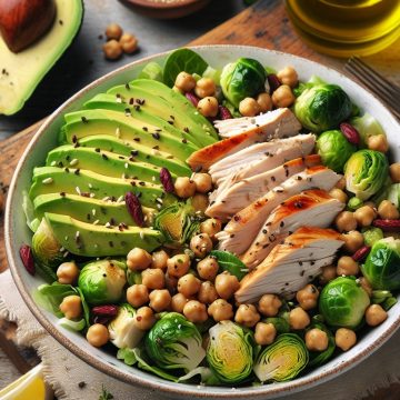 Salade de Poulet Rôti aux Pois Chiches et Choux de Bruxelles