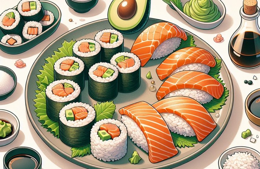 Sushi Équilibré : Nigiris au Saumon et Makis Saumon-Avocat