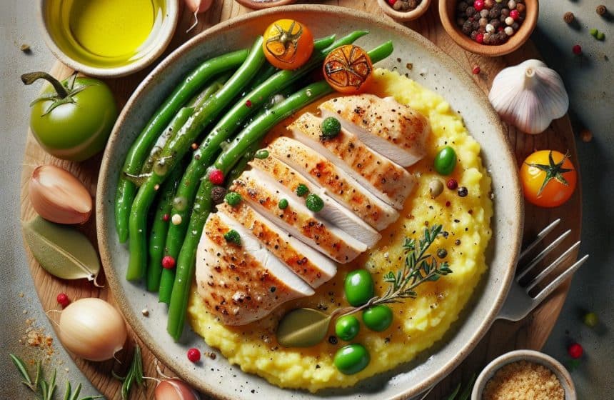 Délice de Poulet à la Polenta et Haricots Verts