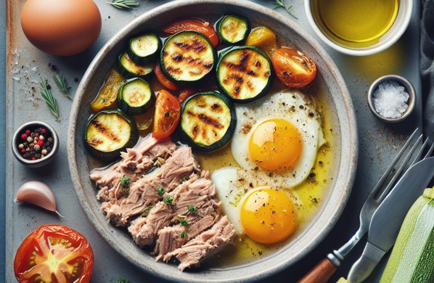 Thon aux Œufs et Légumes Rôtis