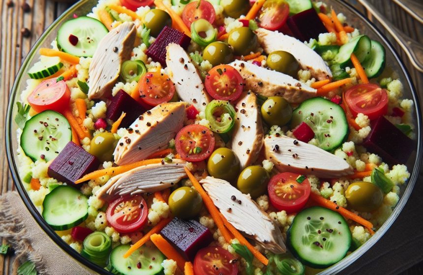Salade de Poulet à la Semoule et Légumes Croquants