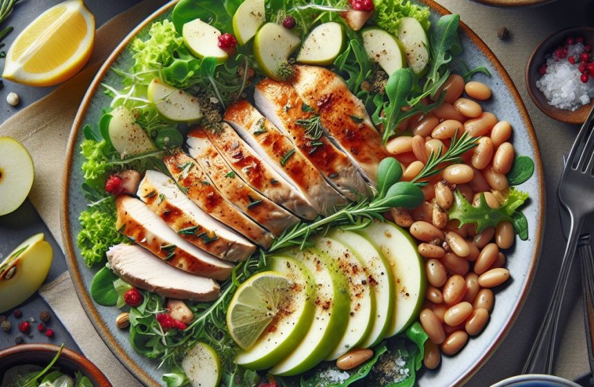 Délice de Poulet aux Fèves et Salade Verte