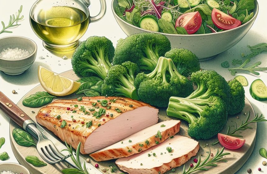 Escalope de Dinde Grillée avec Brocoli et Salade Verte