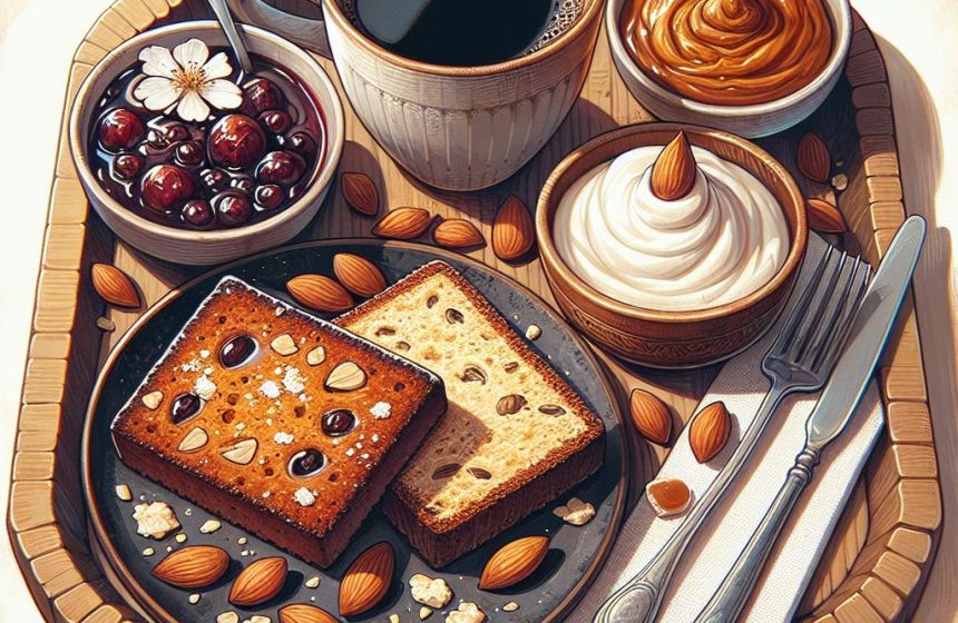 Cake aux Flocons d’Avoine et Compote Maison avec Yaourt et Beurre d’Amandes