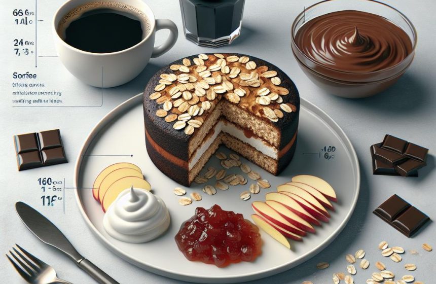 Cake aux Flocons d’Avoine et Compote avec Crème Protéinée Chocolat