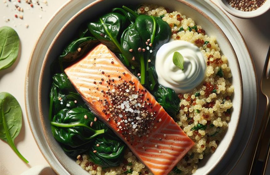 Saumon au Quinoa et Épinards Crémeux