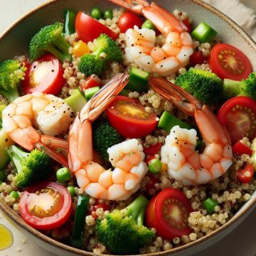 Salade de Quinoa-Boulgour aux Crevettes et Légumes