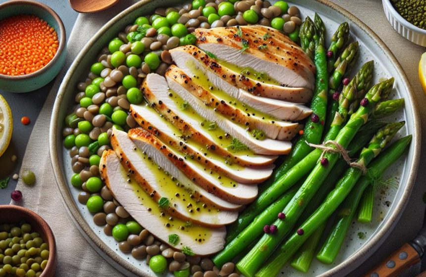 Émincés de Poulet aux Lentilles et Asperges