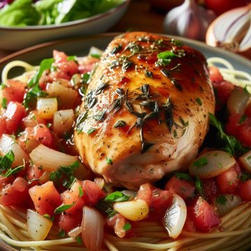 Cuisse de Poulet Provençale aux Spaghettis Complets