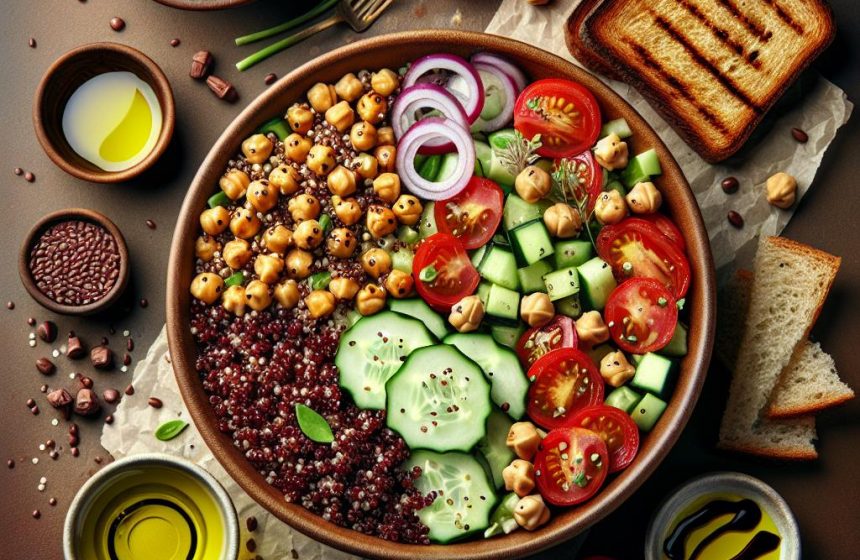 Salade Énergisante au Quinoa Rouge et Pois Chiches Grillés