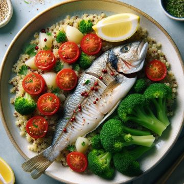 Quinoa aux Tomates, Brocoli Vapeur et Filet de Merlan