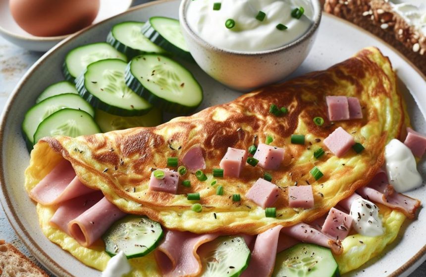 Omelette Savoureuse au Jambon et Concombre Frais