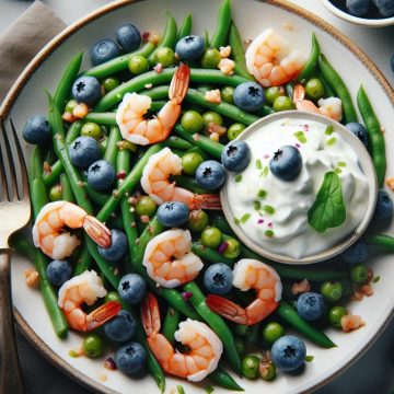 Salade de Crevettes aux Haricots Verts et Skyr aux Myrtilles