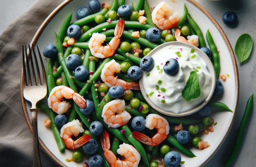 Salade de Crevettes aux Haricots Verts et Skyr aux Myrtilles