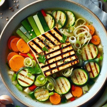 Soupe de Légumes au Tofu Japonais Grillé