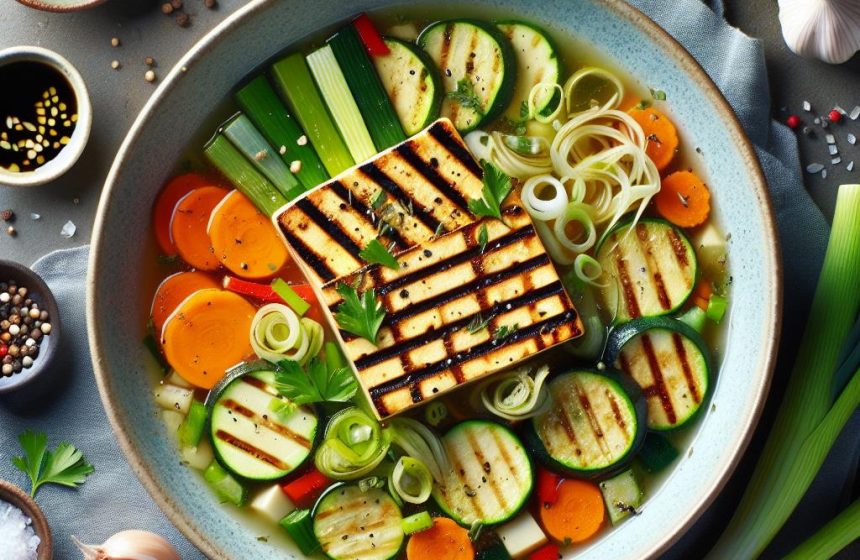 Soupe de Légumes au Tofu Japonais Grillé