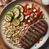 Steak Grillé aux Haricots Blancs et Légumes