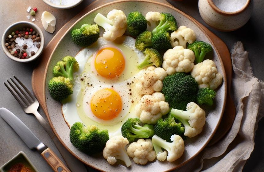 Œufs au Plat avec Duo de Chou-Fleur et Brocoli