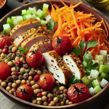 Salade de Poulet aux Lentilles et Légumes Croquants