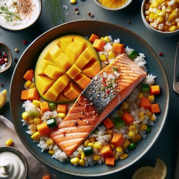 Saumon à la Mangue et Riz Parfumé