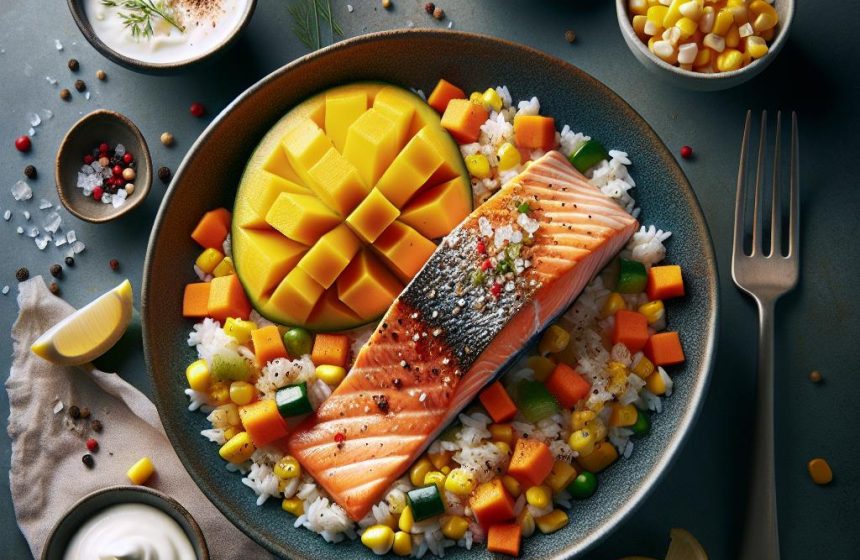 Saumon à la Mangue et Riz Parfumé