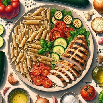 Penne de Blé Complet aux Légumes et Poulet Grillé
