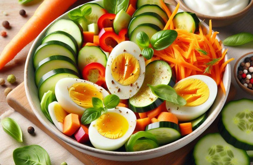Salade Colorée aux Œufs Durs et Légumes Croquants