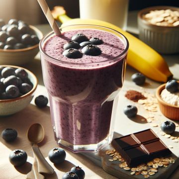 Smoothie Énergisant aux Myrtilles et Chocolat Noir