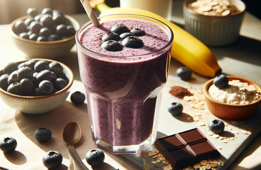Smoothie Énergisant aux Myrtilles et Chocolat Noir