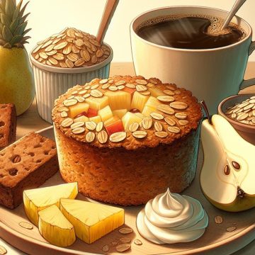 Cake aux Flocons d’Avoine et Compote avec Fruits et Biscuit Chocolat