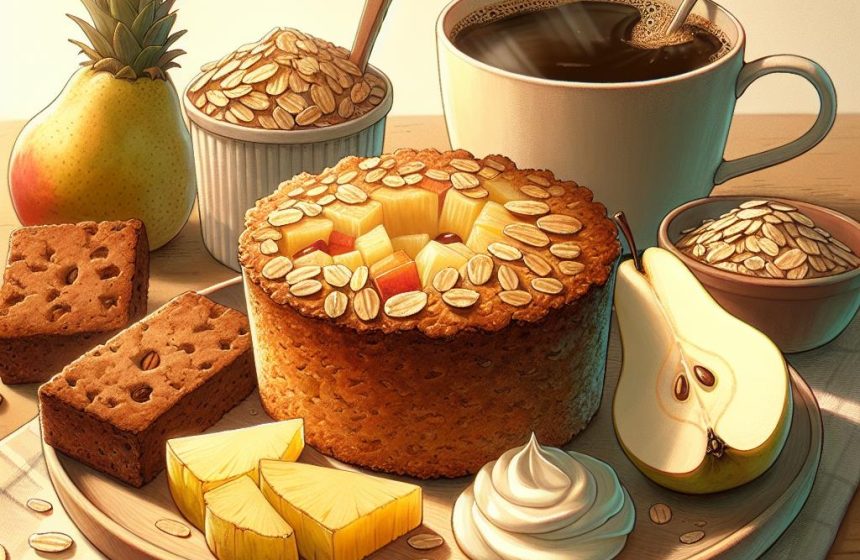 Cake aux Flocons d’Avoine et Compote avec Fruits et Biscuit Chocolat