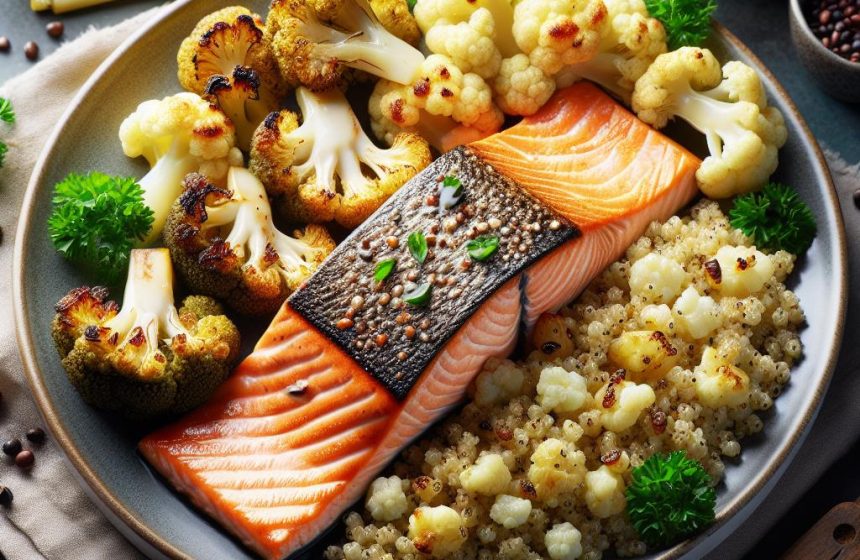 Saumon au Four avec Chou-Fleur Rôti et Quinoa