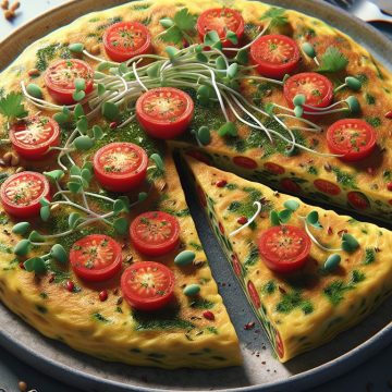 Omelette aux Herbes avec Tomates Fraîches et Pousses de Soja