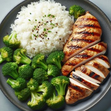 Poulet Grillé Savoureux avec Riz Blanc et Brocoli
