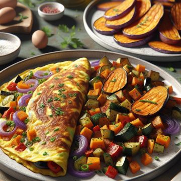Omelette aux Légumes et Patate Douce Rôtie