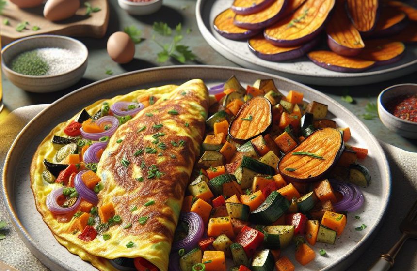 Omelette aux Légumes et Patate Douce Rôtie