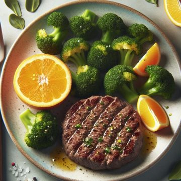 Steak Haché et Brocolis au Citron avec une Note d’Orange