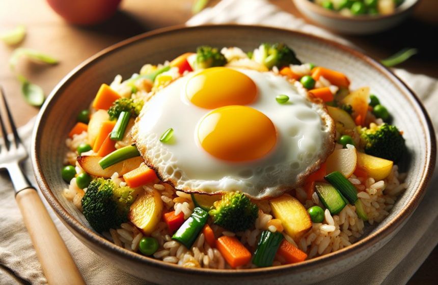 Délice de Riz aux Légumes et Œufs au Plat