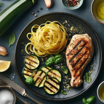 Filet de Poulet Grillé avec Tagliatelle de Courgette à la Vapeur