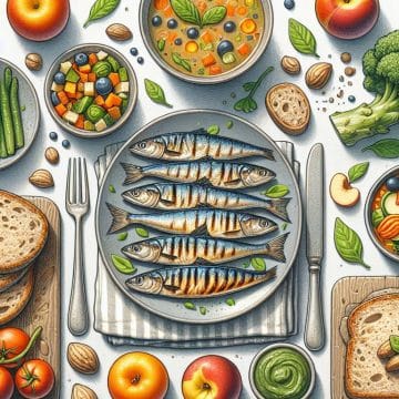 Sardines Grillées et Soupe Froide de Légumes avec Tartines Croustillantes