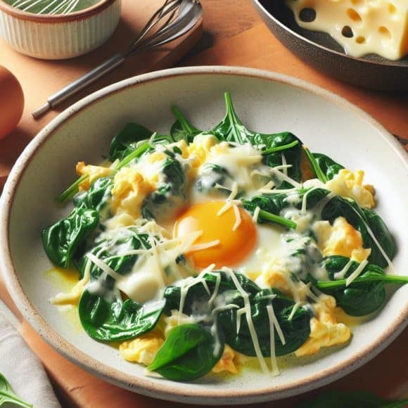 Œufs Brouillés aux Épinards et Mozzarella Fondante