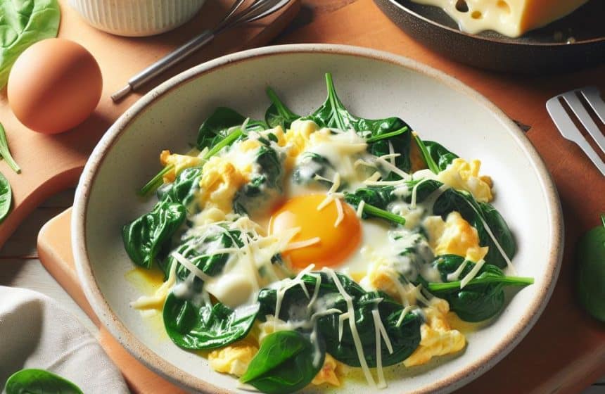 Œufs Brouillés aux Épinards et Mozzarella Fondante