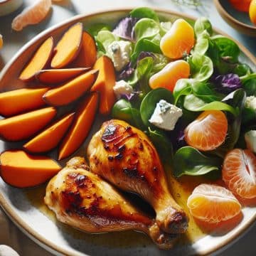 Aile de Poulet Grillée avec Patate Douce et Salade Verte