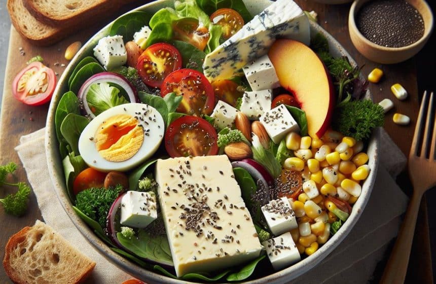 Salade Gourmande au Crottin et Pêche Plate