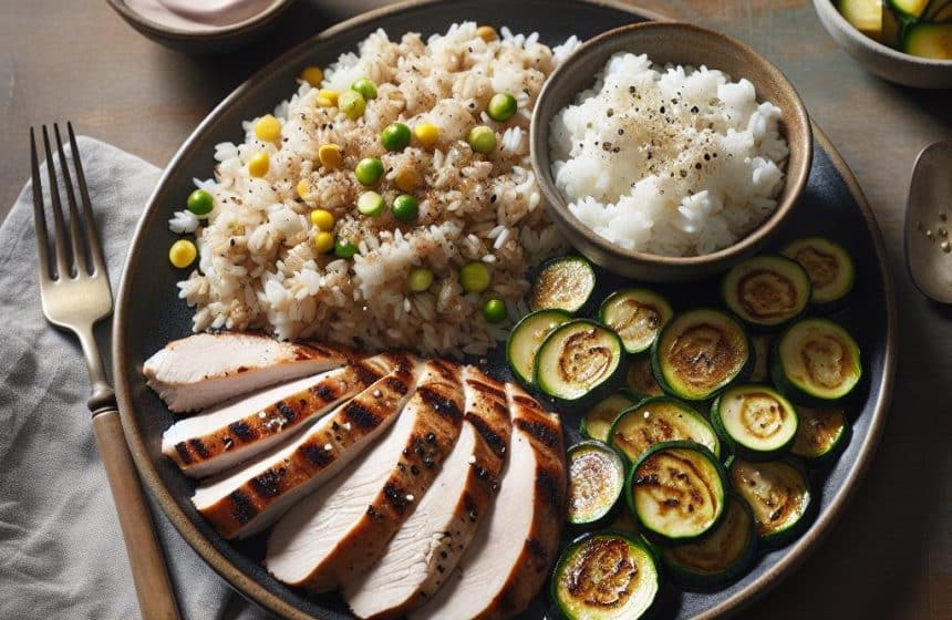 Escalope de Dinde Savoureuse avec Riz Complet et Courgettes