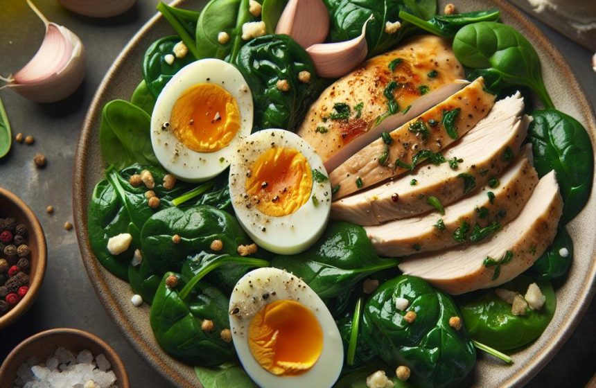 Délice de Poulet aux Épinards et Œuf Dur